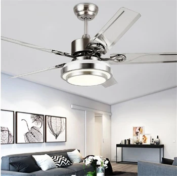 Fabrica de en-gros de înaltă calitate, de 52 de Inch din oțel inoxidabil LED Ventilatoare de Tavan Creative simplitate 4 frunze led Fan lumini