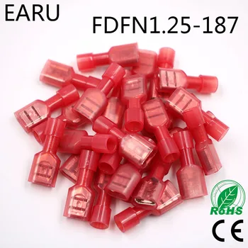 FDFN1-187 FDFN1.25-187 NAILON alamă de sex Feminin Izolate Lucrurilor comune Cablu Conector de Sârmă 100BUC 0.5-1.5mm2 22-18AWG FDFN Plug