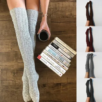Femei, Fete, Ciorapi De Lână Cald Iarna Tricotate Peste Genunchi Șosete Picior Cald Feminin Coapsei Sexy Lungi Ciorapi De Încălzit De Picior