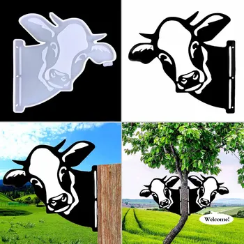 Ferma de Vaci Decor Rășină Epoxidică mucegai DIY Animalelor de Fermă Pandantiv Cap de Vacă Vacă Moartă Numărul Casei Mucegai Silicon