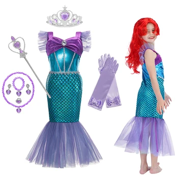 Fetele Mica Sirena De Imbracat Costum Pentru Copii De Halloween Costum Carnaval Fete Birthday Party Dress Up Haine De Vară
