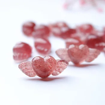 Frumos naturale de capsuni piatra de cristal mână-sculptate Aripi drăguț de dragoste de Moda pentru cadouri