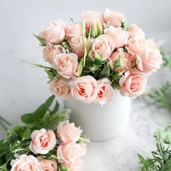 Frumos Trandafiri Roz, Flori Artificiale pentru Decor Acasă Fals Flori Matase Flori de Trandafir, Flori de Nunta de Decorare pentru Masa