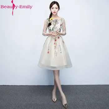 Frumusețea Emily New Sosire Rochie de Seara Elegant O de Gât Trei Sferturi Gât Formale Rochie cu Aplicatii Speciale Rochie de Ocazie