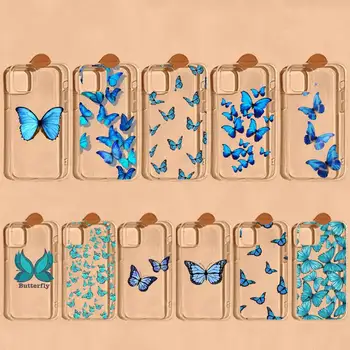 Frumusețea Fluture albastru Telefon Caz pentru iphone 13 11 12 13 mini pro XS MAX 8 7 6 6S Plus X 5S SE 2020 XR acoperi