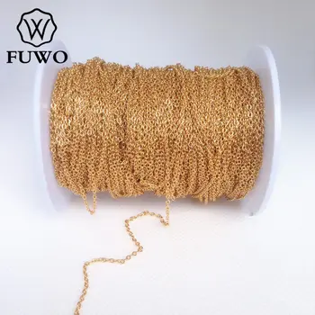 FUWO 10Meter Alama Rotunde O Lanț Cu Aur de 24k Muiată de Înaltă Calitate Anti-Tarnish Lanț Pentru a Face Bijuterii de 1,5*2,0 mm NC004