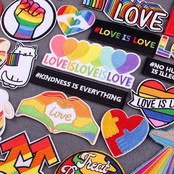 Gay Pride Patch-uri Pentru Îmbrăcăminte Autocolante DIY LGBT Dungi Curcubeu de Fier Pe Patch-uri de Pe Haine Insigne Pe Rucsac Aplicatiile Decor