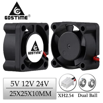 Gdstime 2 buc 5V 12V 24V Mingea/Maneca Axial Cooler 25x25x10mm 2,5 cm Mini Ventilator de Răcire 2510 25mm Centrifugal Electric 3D Printer Fan