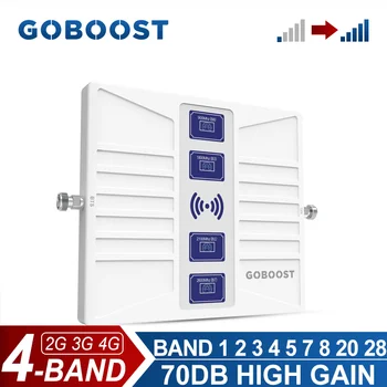 GOBOOST 4 benzi Celulare Amplificator 70dB 2G 3G 4G Amplificator de Semnal GSM 900 1800 2100 1900 1700 LTE 700 800 2600 MHz Rețea Repetor