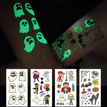 Halloween Autocolant Dovleac Fantoma Luminoase Autocolante Tatuaj Decor Petrecere Accesorii Desene Animate Jucărie Pentru Copii Temporară Autocolante