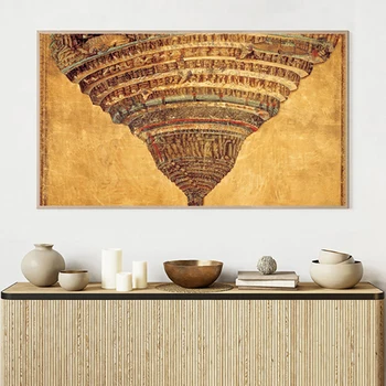 Harta Iadului Divina Comedie Dante Sandro Botticelli Epocă Poster de Epocă Panza Pictura Perete Printuri de Arta Acasă Decor Cameră