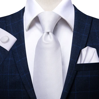Hi-Cravată Bărbați de Lux a Lega Solid Alb 100% Matase Mari Cravata 8.5 cm Cravate pentru Bărbați Nunta Formala Cadouri Pentru Oameni de Afaceri Gravata