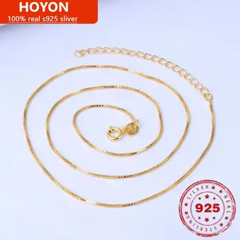 HOYON Scapulare 14K aur de culoare lanț de s925 argint caseta de culoare lanț doamnelor clavicula lanț moda simplu colier pentru femei bijuterii