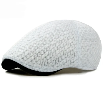 HT1377 Coreea Style Soarele de Vară Cap Pălării Plain Solid Negru Alb Gri Ivy Taximetrist Capace Plate ochiurilor de Plasă Respirabil Bărbați Femei Bereta Capace