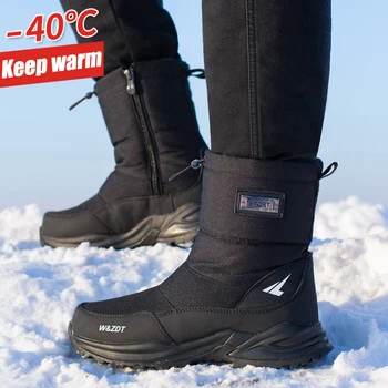 Iarna Cizme Înalte pentru Om în aer liber Cizme de Zapada cu Fermoar Non-alunecare de Bumbac, Pantofi Casual, Cizme Scurte Rezistență la Frig Barbati Pantofi de Bumbac
