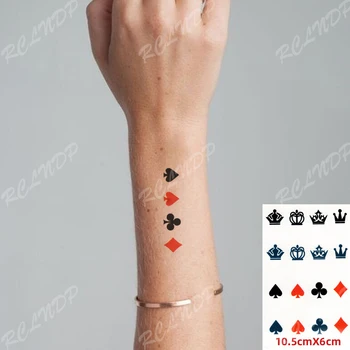 Impermeabil Tatuaj Temporar Autocolant Coroana Carti de Joc Modele de Transfer de Apă Fals Tatuaj Flash Tatuaj pentru Copii Femei Bărbați