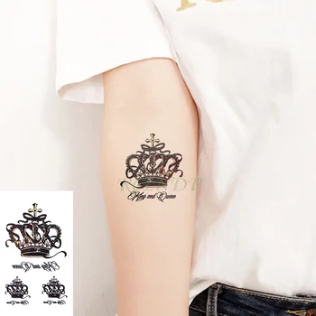 Impermeabil Tatuaj Temporar Autocolant coroana scrisoare cross negru tatuaj flash tatuaj tatuaje false pentru barbati femei