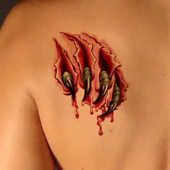 Impermeabil Tatuaj Temporar Autocolant de dimensiuni mari 3D tiger paw rana Halloween tatuaj autocolante flash tatuaj tatuaje false pentru bărbați