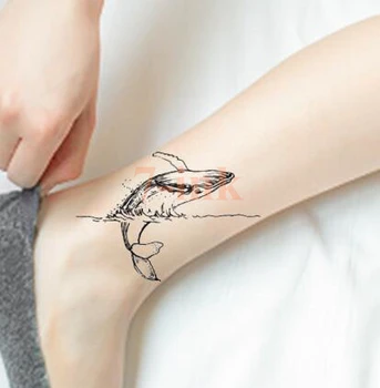 Impermeabil Tatuaj Temporar Schiță Balena Sărituri în Apă Tatuaj Transfer Fals Flash Tatuaj pentru Copilul Femei Gril 10.5*6cm