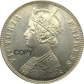 India State Princiare BIKANIR 1 O Rupie 1892 de cupru si nichel Placat cu Argint Copia Monede