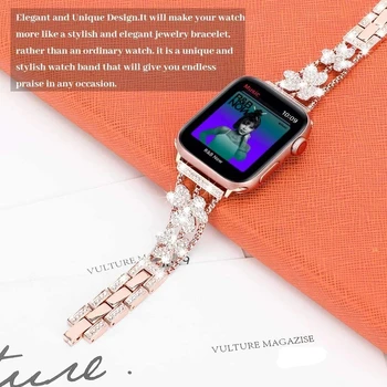 Inel Brățară de Metal pentru Apple Watch Band SE 6 Femei de Lux Inoxidabil Curea de schimb pentru iWatch 5 4 3 Watchband 44mm 38mm