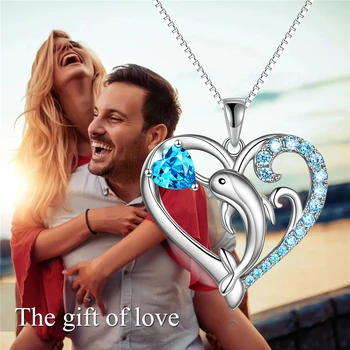 Inima rafinat în Formă de Delfin Albastru Val de Cristal Pandantiv Colier pentru Femei Romantic Petrecere de Bijuterii de Moda, Cadouri de Ziua Îndrăgostiților