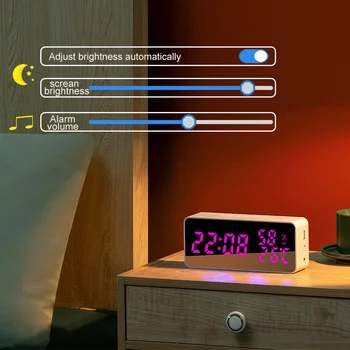 Inteligent Ceas cu Alarmă Digitale de Mari dimensiuni Ceas de Masa APLICAȚIE de Control de Timp/ Data/ Temperatura de 100 de Culori Numărătoarea inversă Snooze Ceas Electronic
