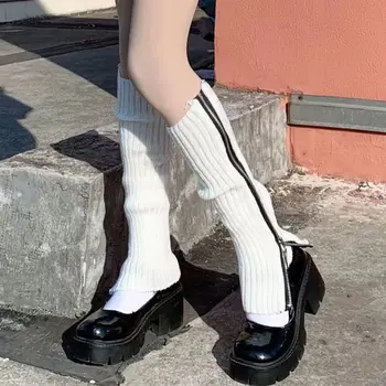 Japonez Harajuku Picior Cald Gyaru Încălzit de Picior Cald Iarna Goth Fermoar Picior Acoperă Coapsa Inalta Șosete JK Fata de Boot Cuff Ciorapi