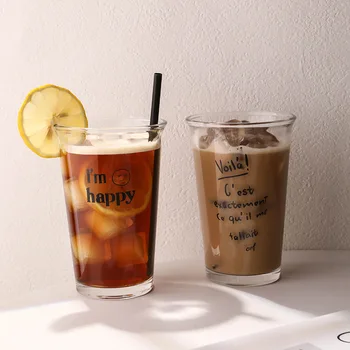 Japoneză și coreeană Ins Stil Pahar Lapte Bea o Ceașcă de Ceai Ice Latte Extracție la Rece Cești de Cafea pe Internet Celebritate mic Dejun Paie