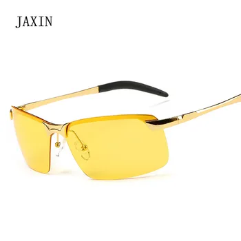 JAXIN Tendință nouă noapte galben bucata ochelari de Soare Barbati de moda versatil de conducere Ochelari de Soare D-cadru metalic frumos ochi glassesUV400