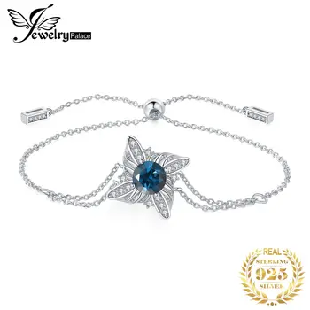 JewelryPalace New Sosire Lux Moară de vânt 2.3 ct Reale London Blue Topaz Argint 925 Reglabil Brățară de Link-ul pentru Femeie