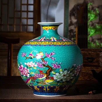 Jingdezhen ceramică vaze email Caragana vaza ornamente living aranjament de flori antic Chinez de rodie vaza
