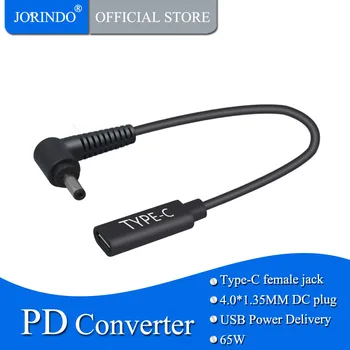 JORINDO 0,15 M/0.49 FT de Tip C de sex feminin jack să DC4.0*1.35 MM PD Adaptor de Încărcare Cablu ,65W USB-C la 40135 Încărcare Rapidă Linie