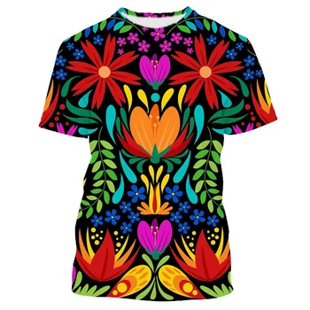 Jumeast Colorate Mexican Flori T-shirty Epocă Y2K T Shirt Pentru Bărbați Supradimensionate Streetwear Cottagecore Harajuku Estetice Haine