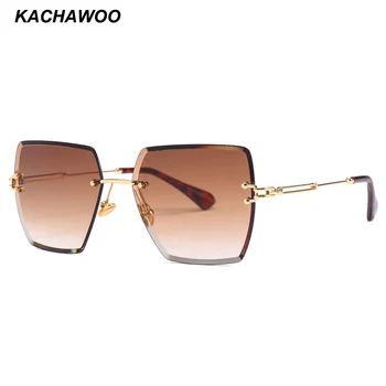 Kachawoo femei ochelari fără ramă doamnelor metal gradient de lentile maro negru pătrat ochelari de soare, accesorii femei vara 2018