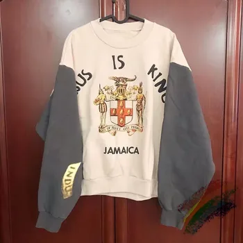Kanye West Isus Este Regele Jamaica Jachete Crewneck Bărbați Femei 1:1 Versiunea De Top Streetwear Isus Este Regele Hanorac Cu Glugă