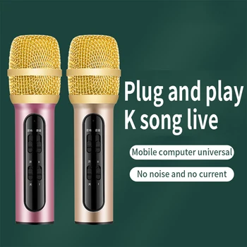 Karaoke Microfon Handheld Dublu Difuzor Microfonul Condensator Jucător Cântând Pentru IOS, Android, Smart TV