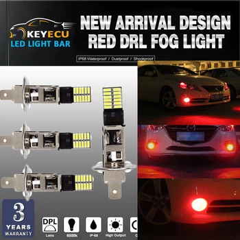 KEYECU 4BUC H1 24SMD 4014 LED Xenon HID de Conducere DRL Ceață Lumina rosu Bec pentru Lumina de Semnalizare, Colț de Lumină, de poziție Laterale