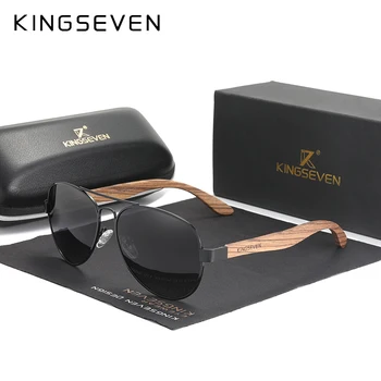 KINGSEVEN 2022 Noi lucrate Manual din Lemn de ochelari de Soare Polarizati pentru Bărbați Ochelari de Protecție UV400 Oglindă Ochelari din Lemn Temple Oculos Z5518