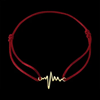 LanRuisha Simplu din Oțel Inoxidabil Femei Brățară șnur Roșu țesute de Mână Clasic ECG Grafic Telescopic Bratara Populare Bijuterii