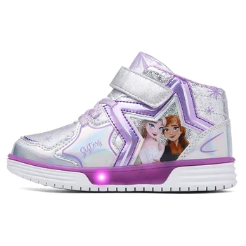 Led Light Up Disney Pantofi Pentru Copii Copii, Fete De Sport Adidasi Copii Desene Animate Frozen Anna Elsa Flash Luminos Spori Pantofi