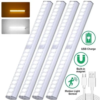 LED Lumina de Noapte Bucătărie Cadrul Cabinetului de Lumină USB Reîncărcabilă Senzor de Mișcare PIR, Dulap Garderoba Lampa Aluminiu Lumina de Noapte
