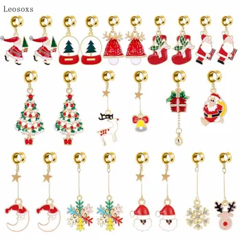 Leosoxs 2 buc Hot-vânzare Creative Picură Ulei Pom de Crăciun Fulg de nea Ureche Piercing Bijuterii