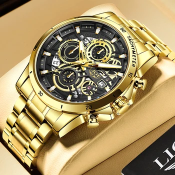 LIGE Mens Ceasuri de Lux de Top Sport Impermeabil Ceas de mână Cuarț Cronograf Militare Reale din oțel Inoxidabil Relogio Masculino
