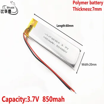 Litru de energie a bateriei Bun Qulity 3.7 V,850mAH 702060 Polimer litiu-ion / Li-ion pentru tablet pc-ul BĂNCII,GPS,mp3,mp4