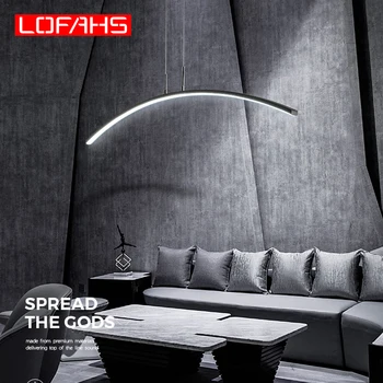 LOFAHS Lungime 120cm Formă de ARC Alb sau Negru led lampă de Agățat Moderne Luminile led pentru Sufragerie, Bar-Bucatarie Lampă de Pandantiv