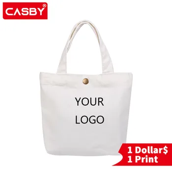 Logo-Ul Personalizat Mici Proaspete Portabil Sac De Pânză Simplă Geantă De Umăr Panza De Mare Capacitate Uri De Moda Canvas Tote Bag