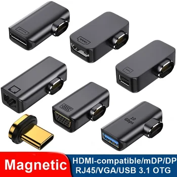 Magnetic USB3.1 8k Video Converter Tip C Compatibil HDMI/VGA/RJ45/DP/mDP Adaptor de 10Gbps de Transfer de Date Conector pentru MacBook