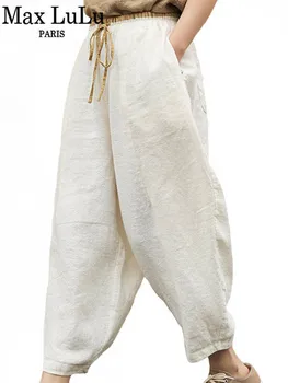 Max LuLu 2022 Japonia Stil De Vară Doamnelor Lenjerie De Libertate Epocă Pantaloni Femei Cordon Alb Pantaloni Harem Fata Supradimensionate Pantalons