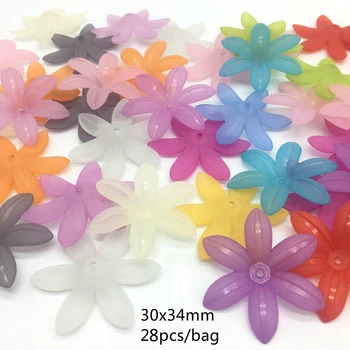 Meideheng Plastic Acrilic Translucid Plictisitoare poloneză gerbera flori Margele se Potrivesc Bijuterii Handmade, DIY Meșteșug Accesorii 30*34mm 28PCS